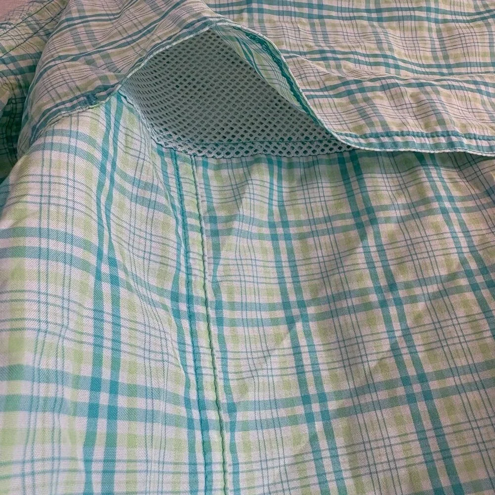 World Wide Sportsman Shirt Womens Blue Green Plaid Fishing Vented Pockets - Picture 7 of 7